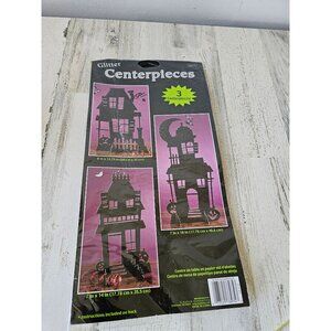 Glitter centerpiece haunted house Halloween decor black sparkle creative convert